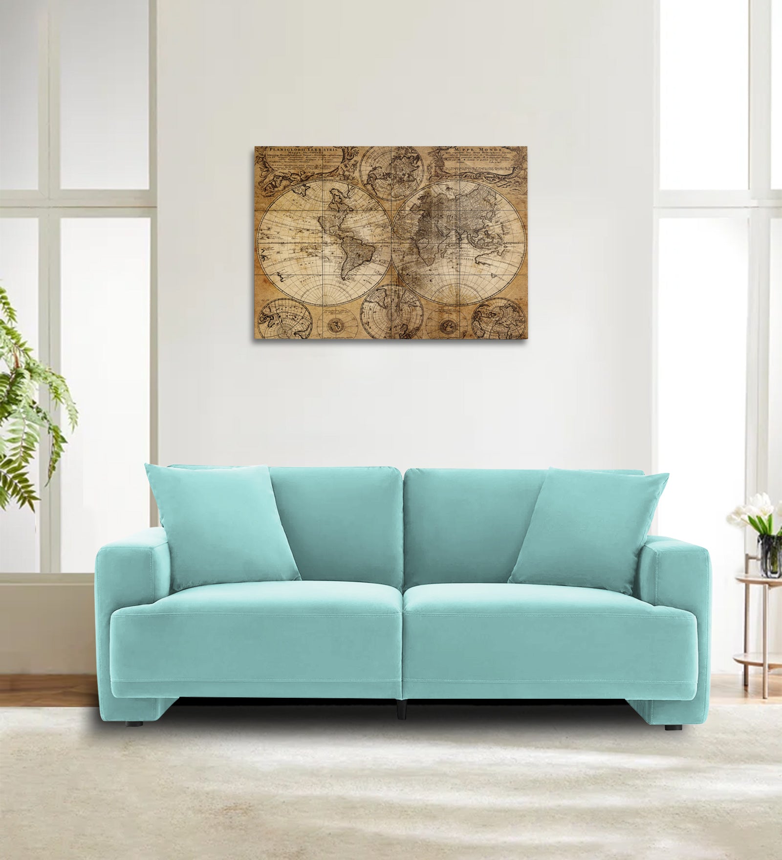 Kosta Velvet 2 Seater Sofa In Barmunda Aqua Colour - Febonic Living