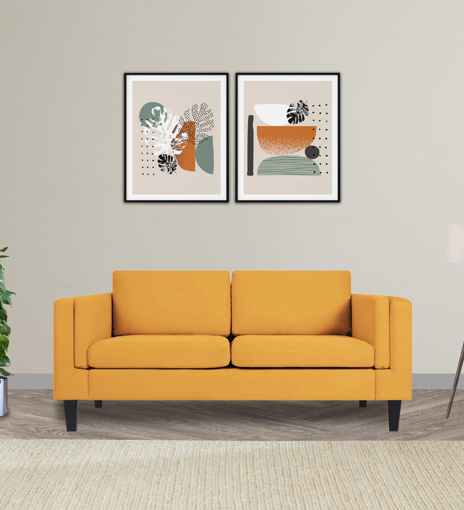 Jasper Velvet 2 Seater Sofa In Turmeric yellow Colour - Febonic Living