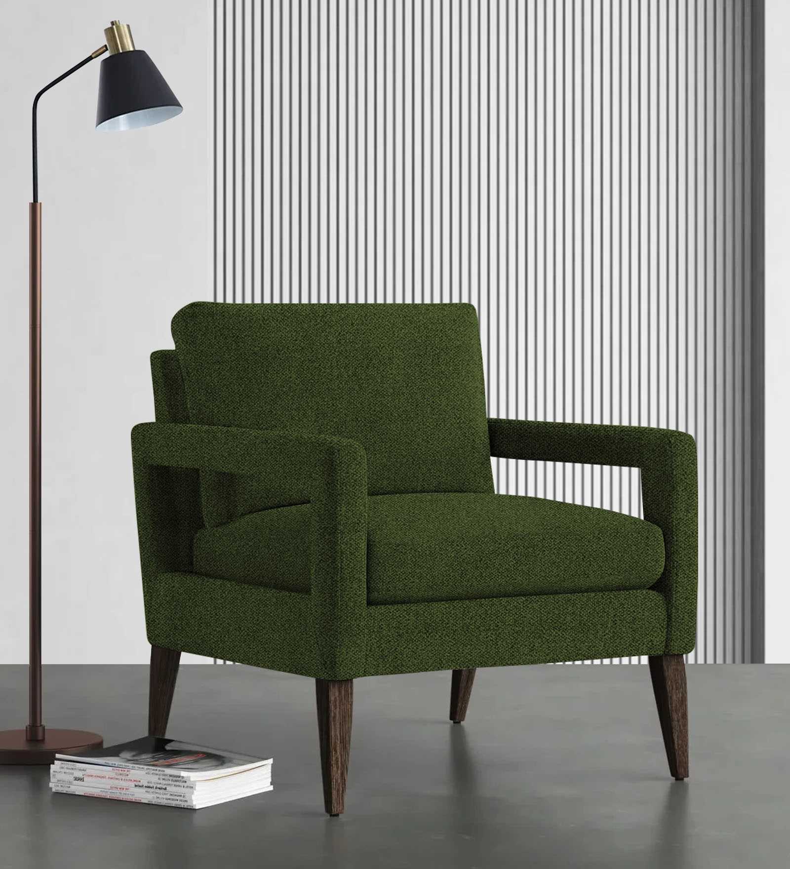 Olsen Fabric Arm Chair In Olive Green Colour - Febonic Living