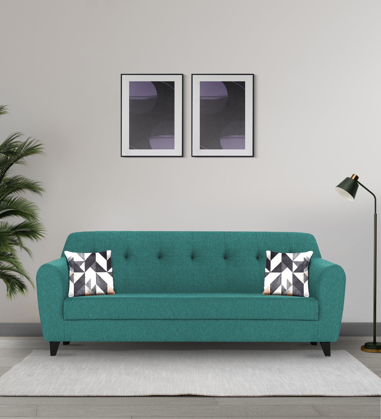 Melaan Fabric 3 Seater Sofa In Sea Green Colour - Febonic Living