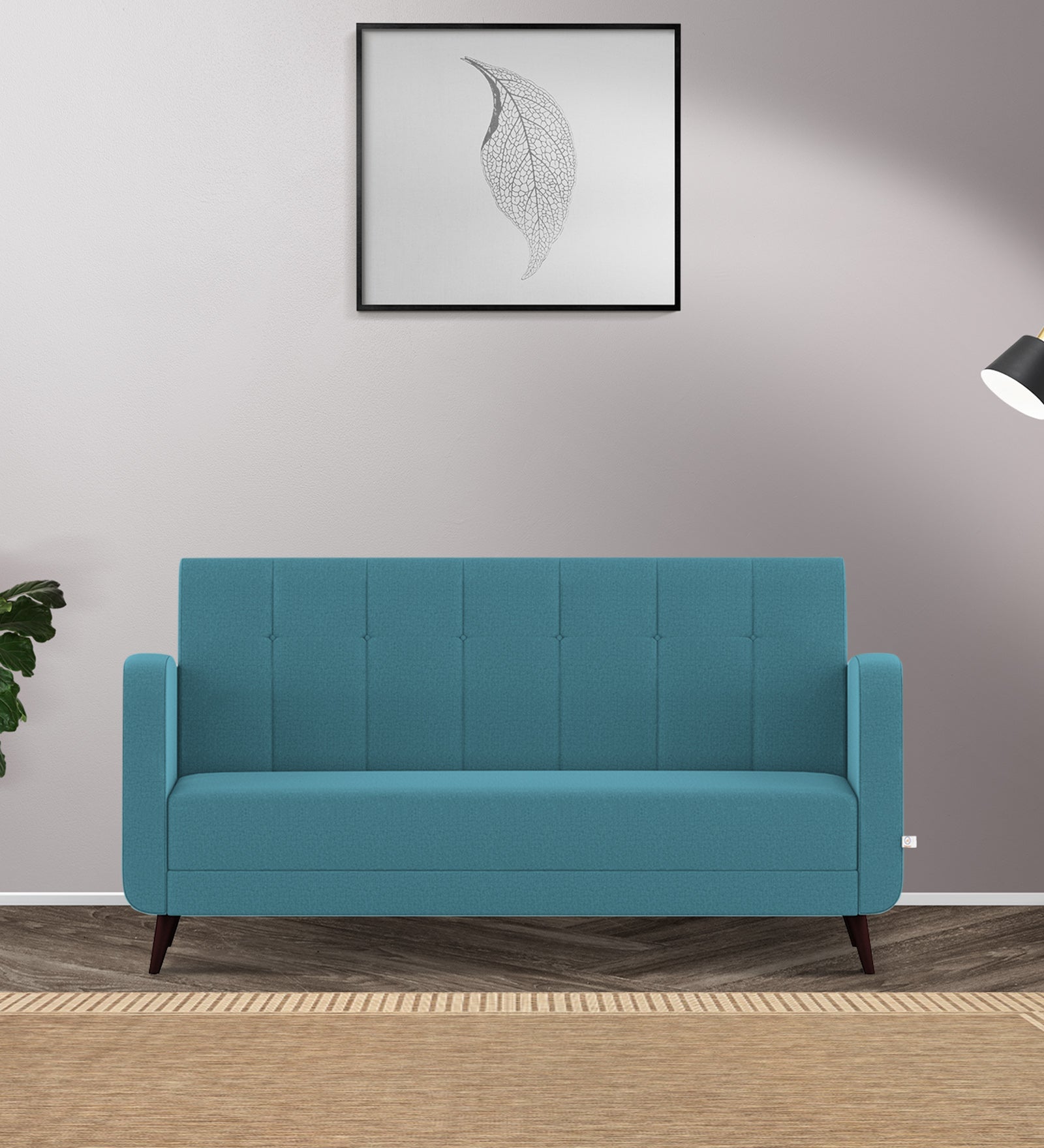 Wiki Velvet 3 Seater Sofa in Aqua Blue Colour