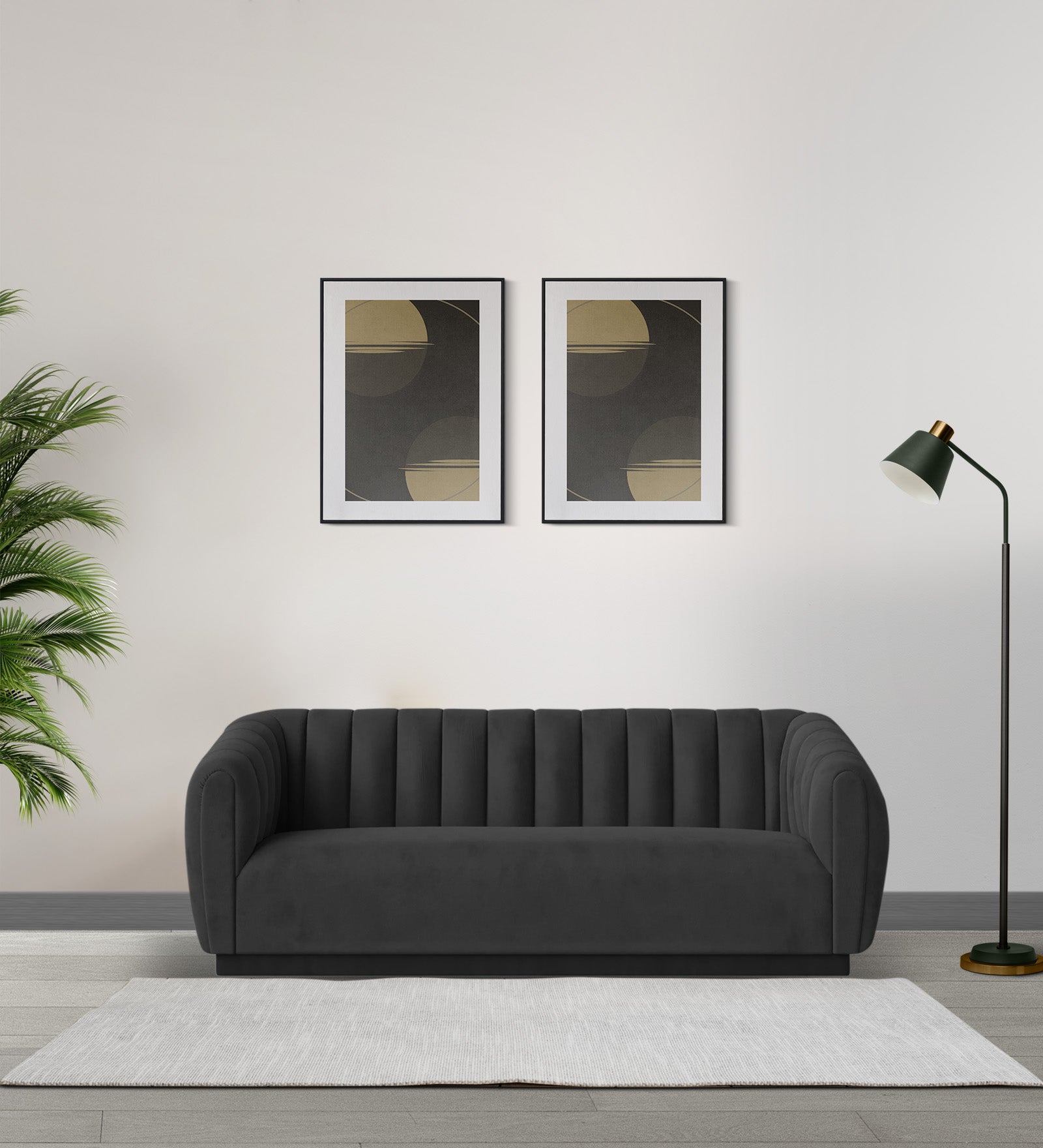 Ferry Velvet 3 Seater Sofa in Hory Grey Colour