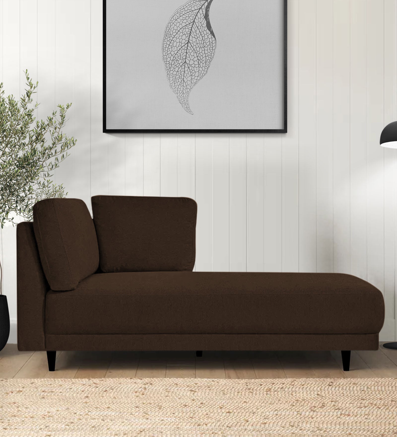 Jonze Velvet RHS Chaise Lounger In Cholocate Brown Colour - Febonic Living