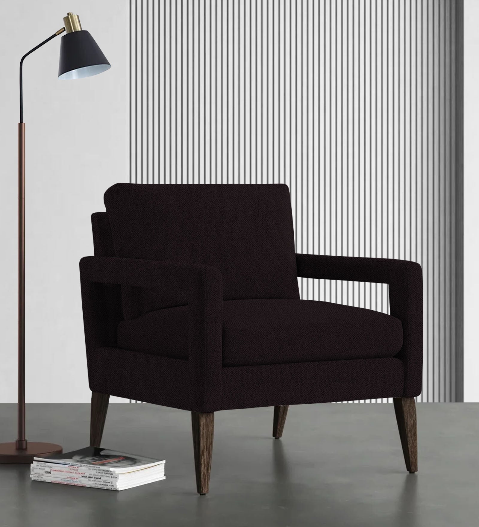 Olsen Fabric Arm Chair In Cara Brown Colour - Febonic Living
