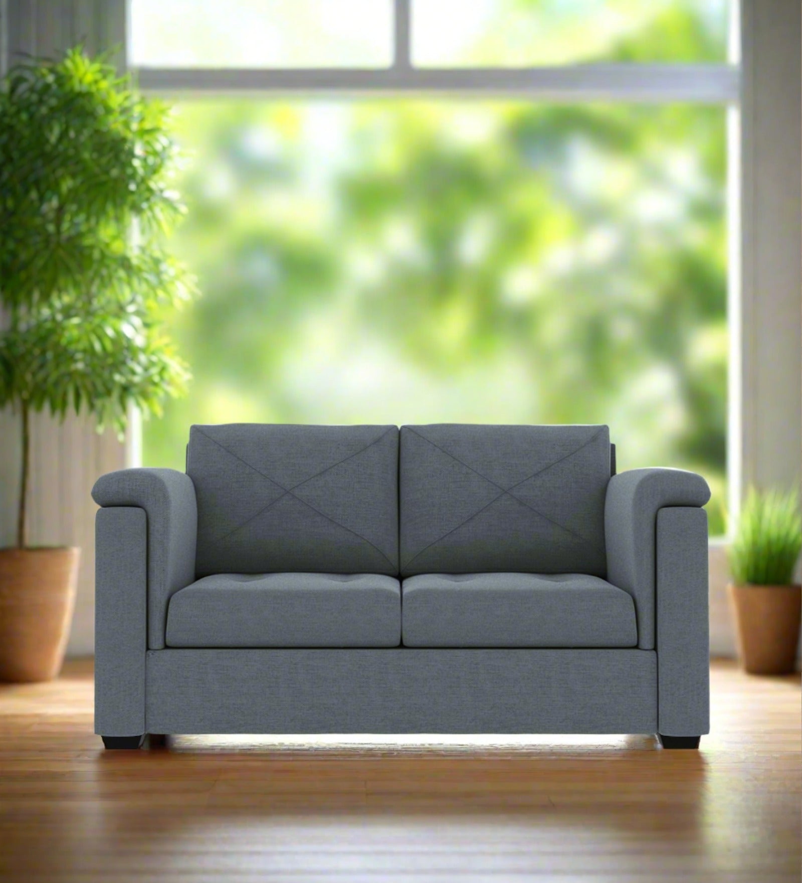 Andres Fabric 2 Seater Sofa In Indigo Blue Colour - Febonic Living
