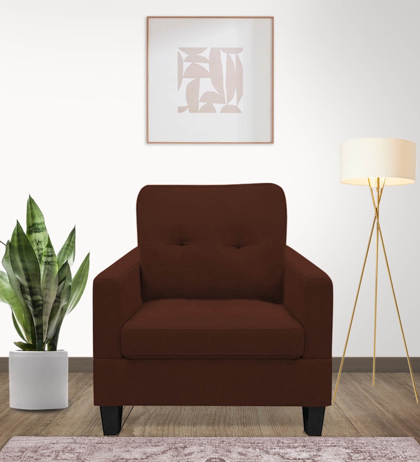 Thomas Fabric 1 Seater Sofa In Coffee Brown Colour - Febonic Living