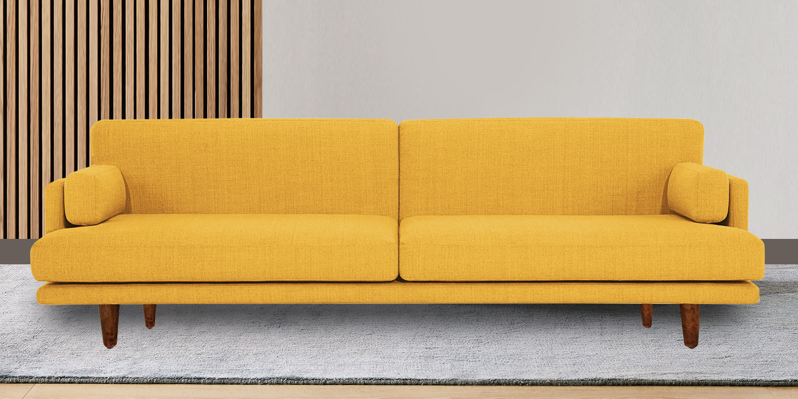 Ricky Fabric 3 Seater Sofa In Bold Yellow Colour - Febonic Living