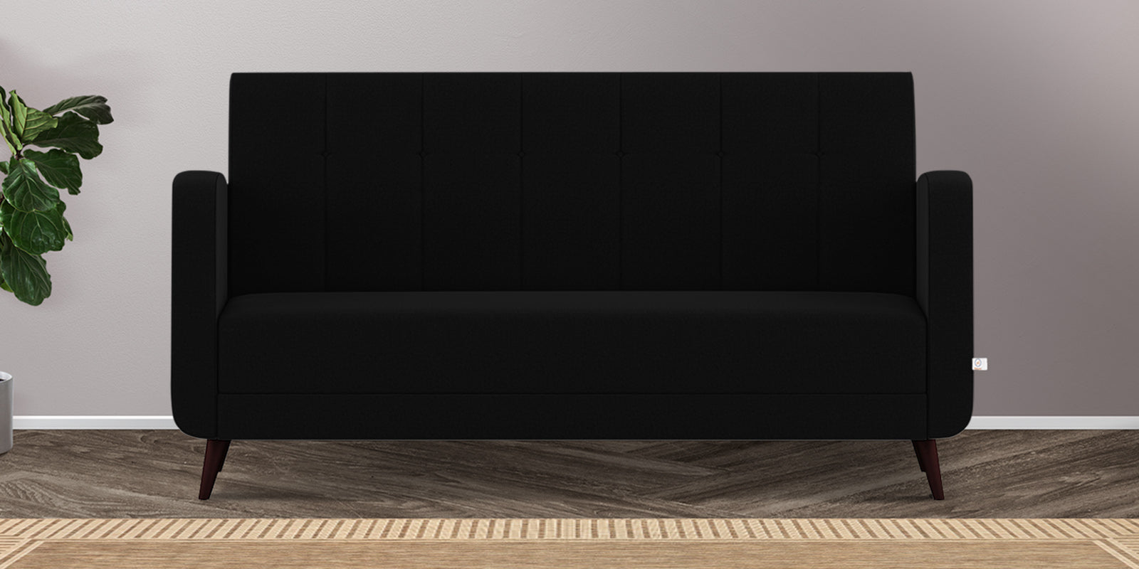 Wiki Velvet 3 Seater Sofa in Adam Black Colour