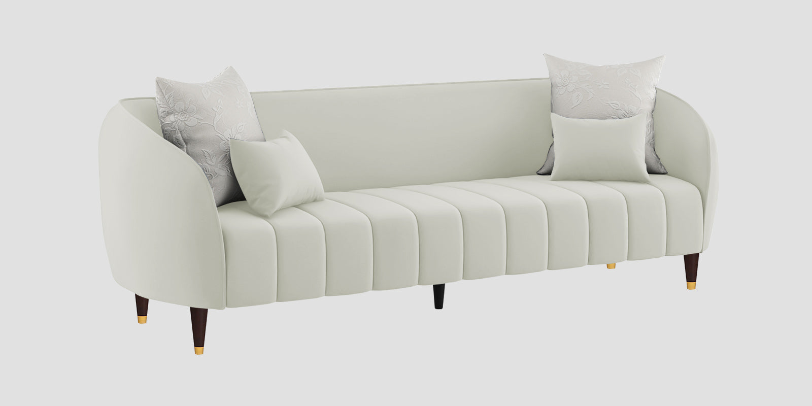 Hairo Velvet 3 Seater Sofa In Bone Grey Colour
