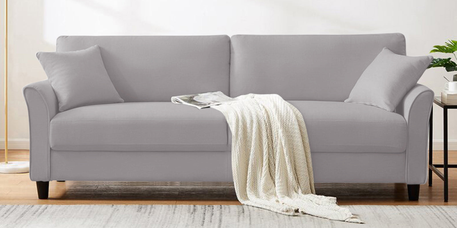Daroo Velvet 3 Seater Sofa In Concrete Grey Colour - Febonic Living