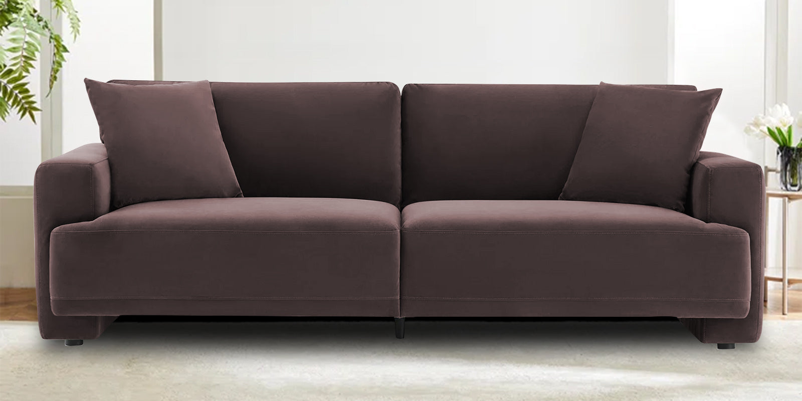 Kosta Velvet 3 Seater Sofa In Mocha Brown Colour - Febonic Living