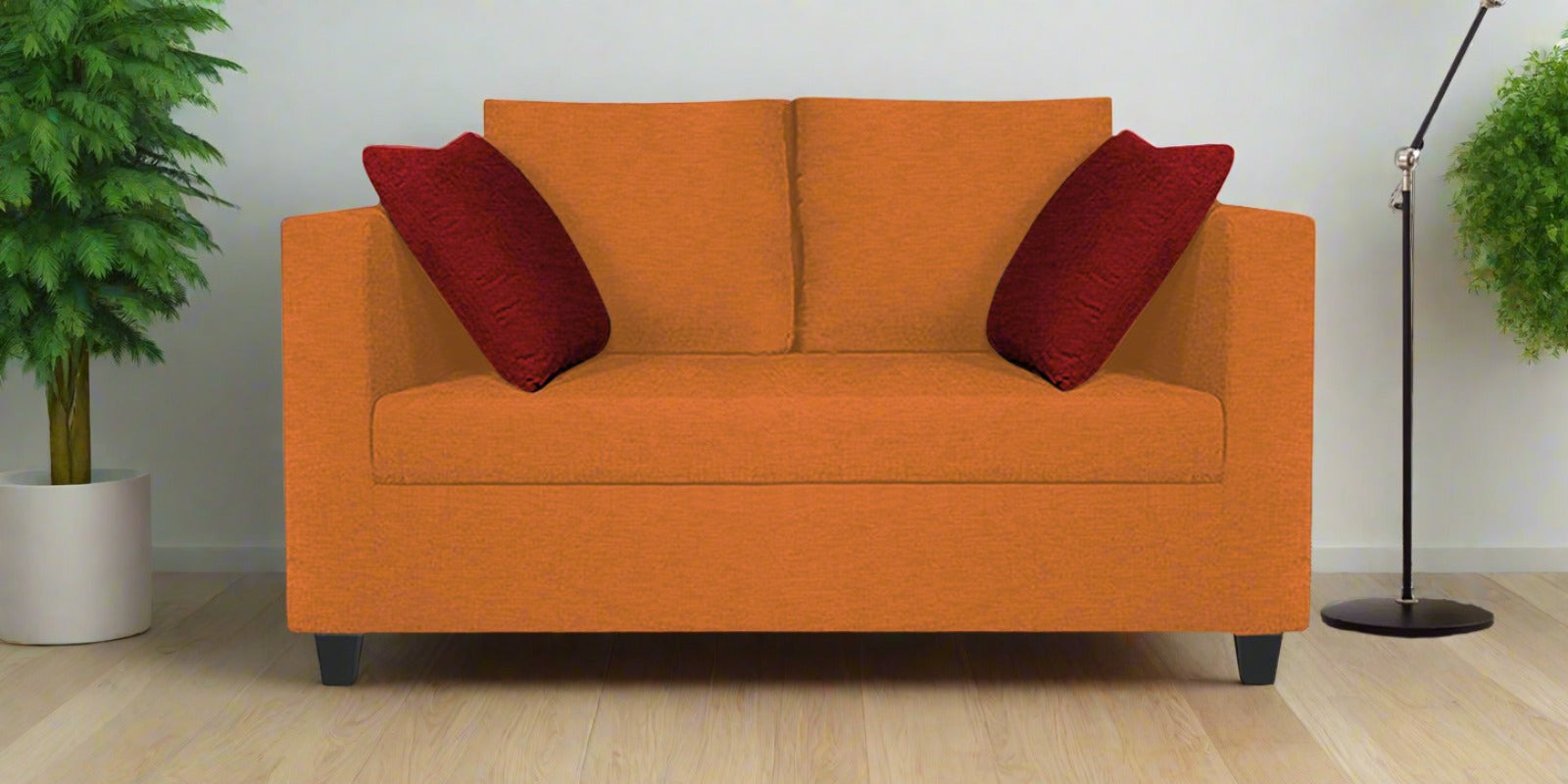 Nuska Fabric 2 Seater Sofa In Dark Orange Colour - Febonic Living