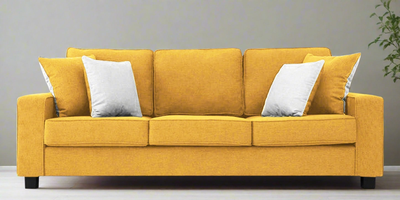 Ladybug Fabric 3 Seater Sofa In Bold Yellow Colour - Febonic Living