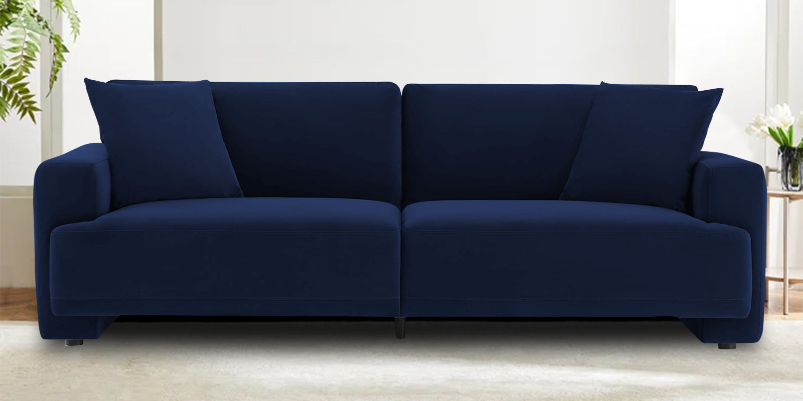 Kosta Velvet 3 Seater Sofa In Indigo Blue Colour - Febonic Living