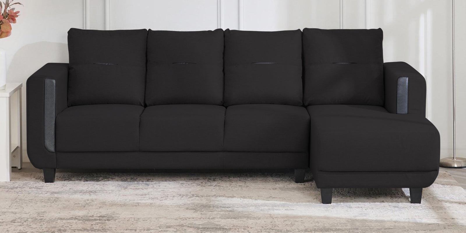 Perry Fabric LHS Sectional Sofa (3+Lounger) In Maba Grey Colour - Febonic Living