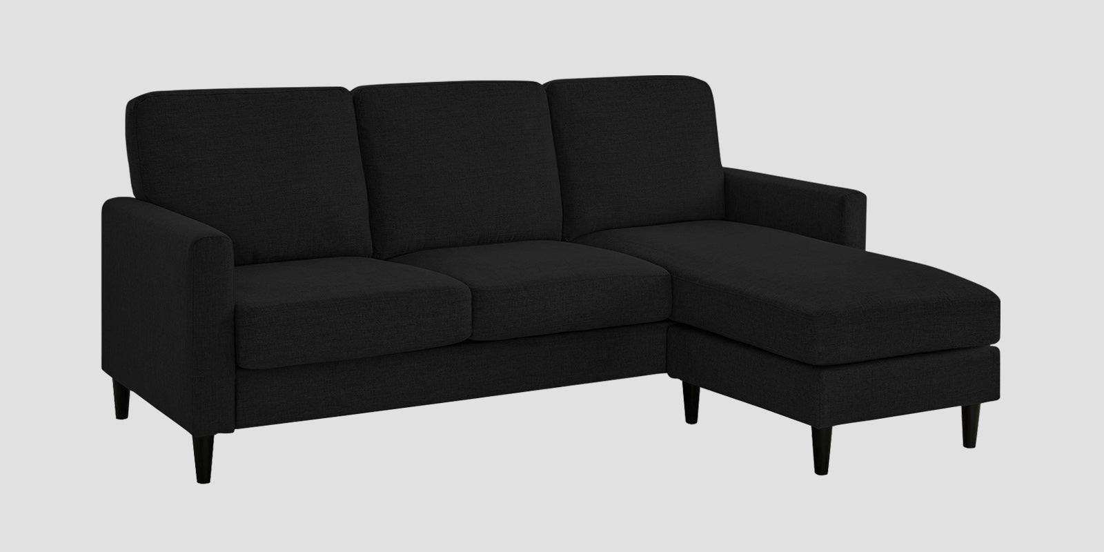 Romie Fabric LHS Sectional Sofa (2+Lounger) In Zed Black Colour - Febonic Living