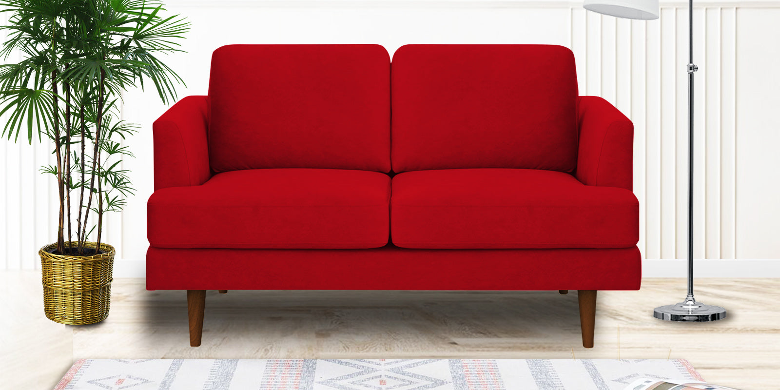 Motra Velvet 2 Seater Sofa In Berry Maroon Colour - Febonic Living