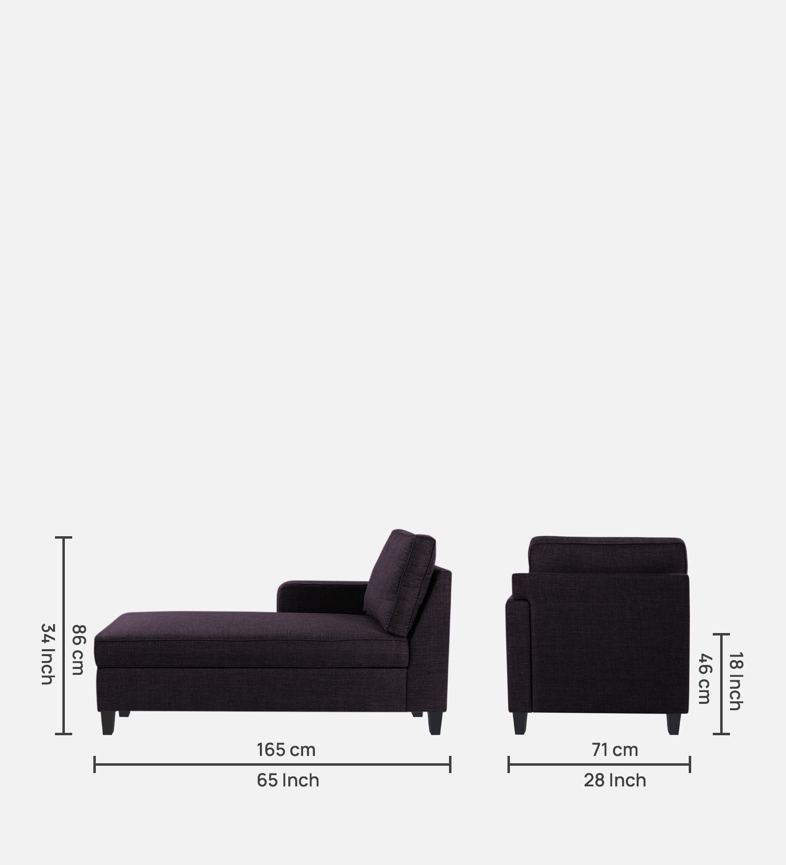 Harry Fabric LHS Chaise Lounger In Cara Brown Colour - Febonic Living