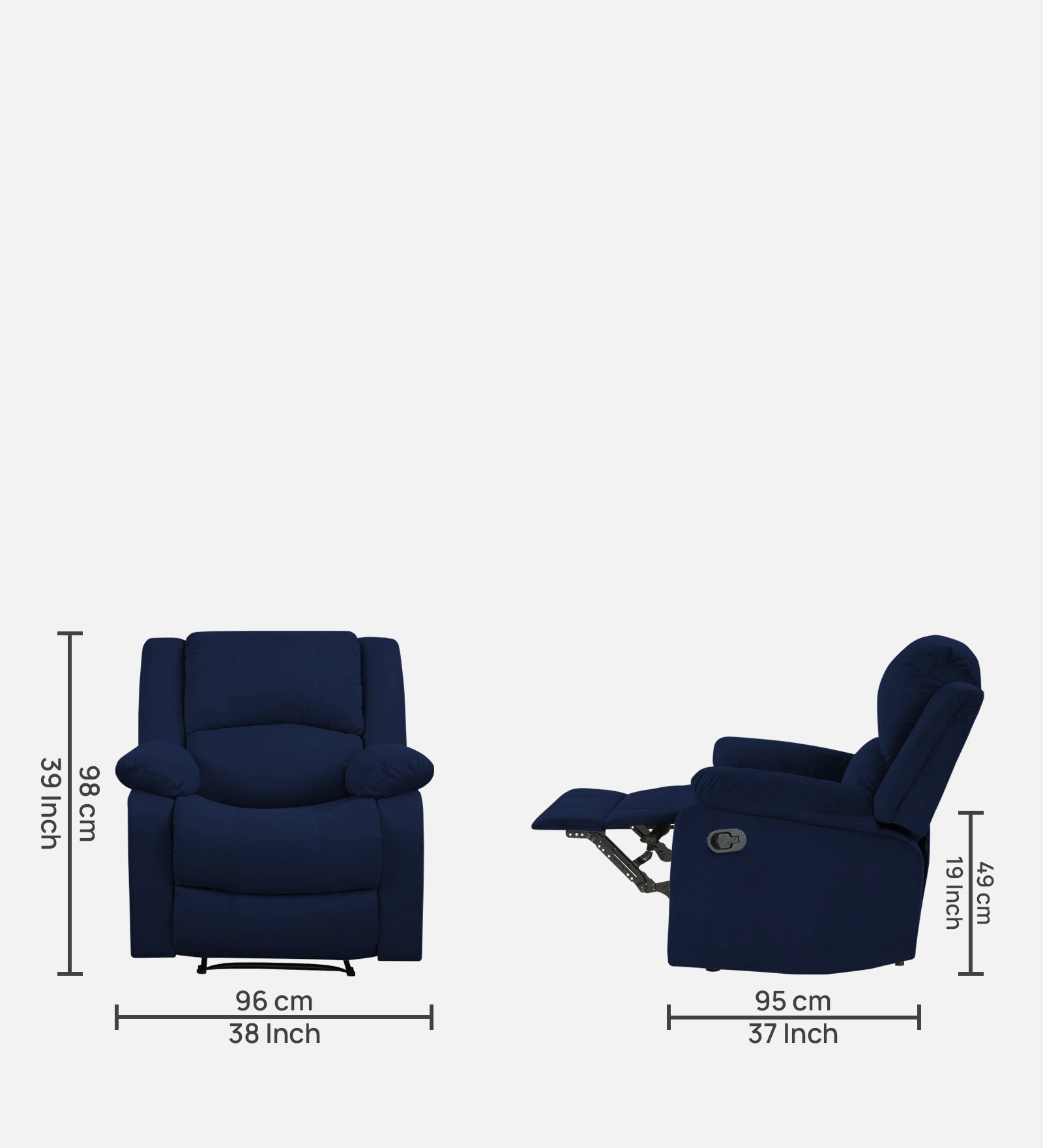 Lexi Fabric 1 Seater Motorized Recliner In Indigo Blue Colour - Febonic Living