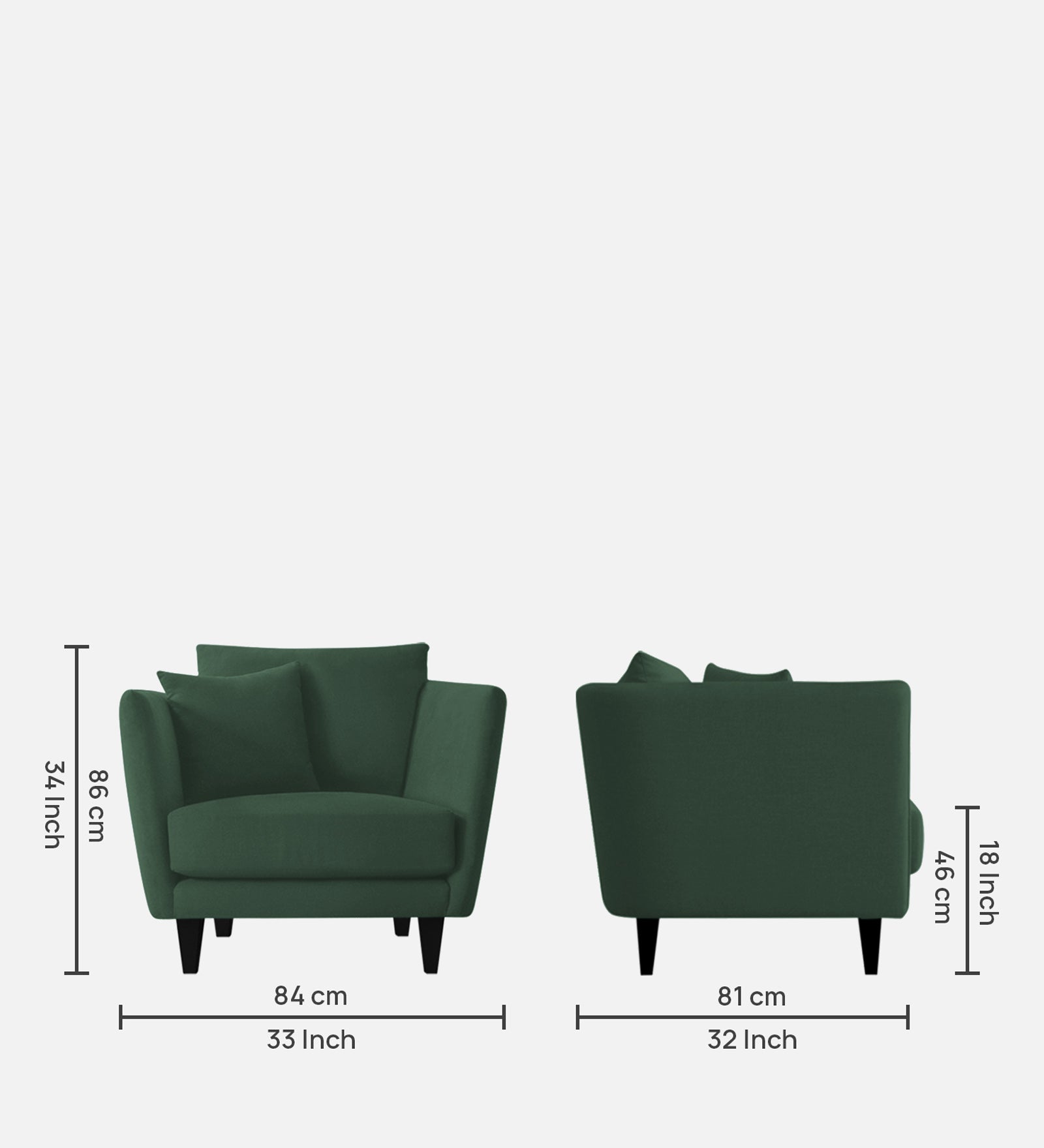 Norway Velvet 1 Seater Sofa In Amazon Green Colour - Febonic Living