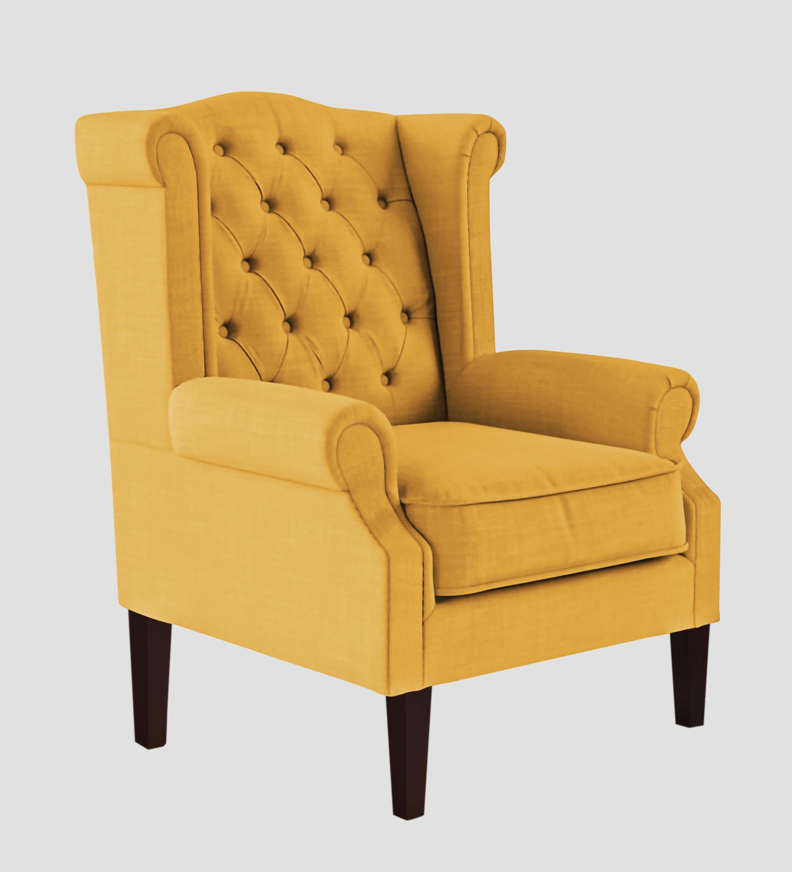 Neyub Fabric Wing Chair In Bold Yellow Colour - Febonic Living