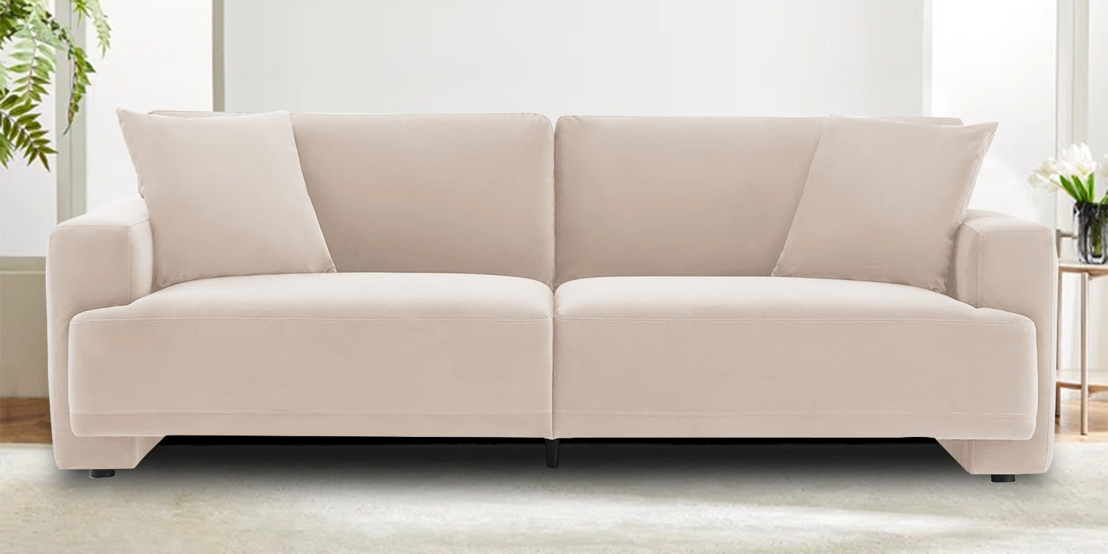 Kosta Velvet 3 Seater Sofa In Camel Beige Colour - Febonic Living