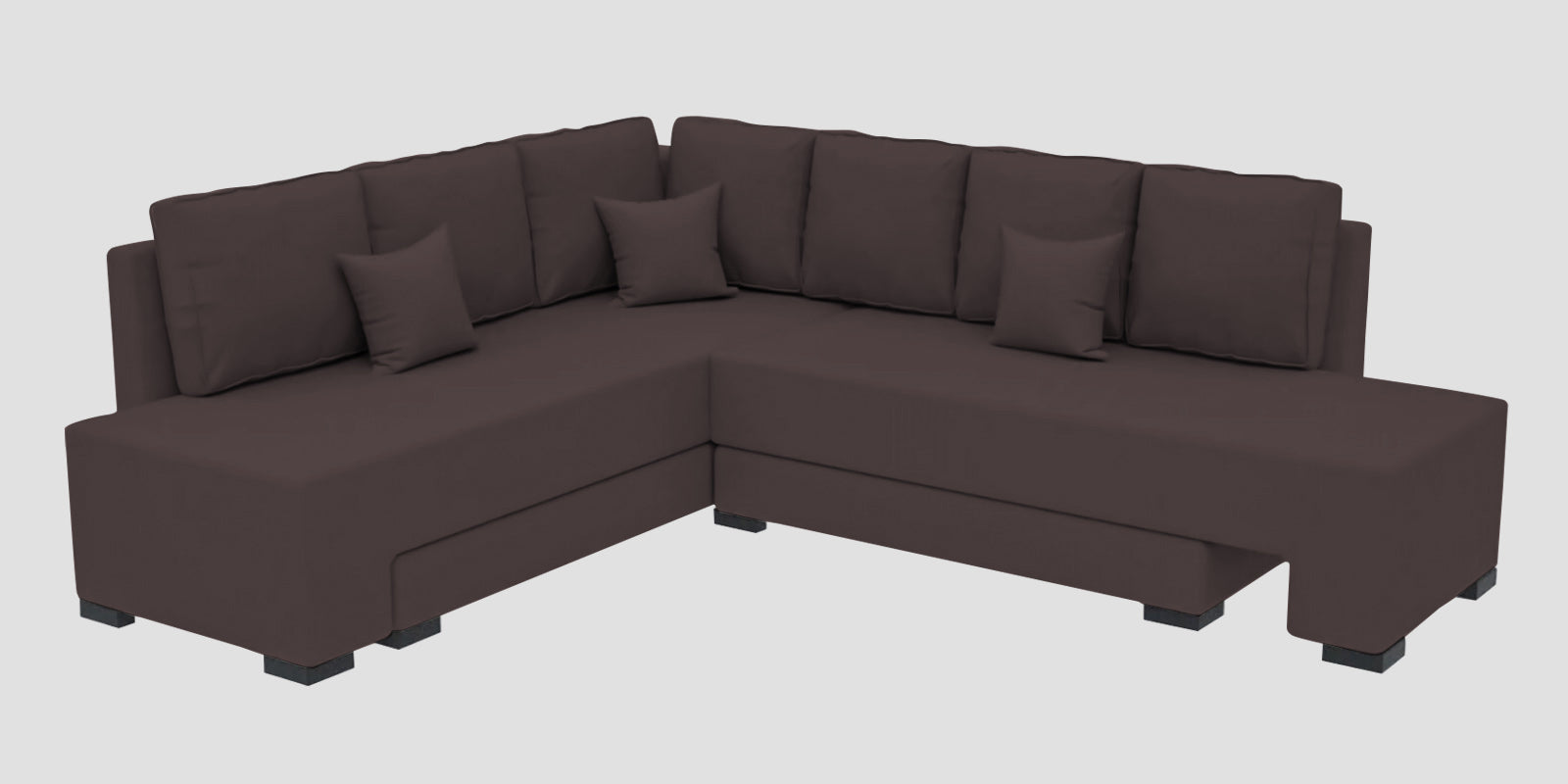 Corby Velvet LHS 6 Seater Convertible Sofa Cum Bed In Mocha Brown Colour - Febonic Living