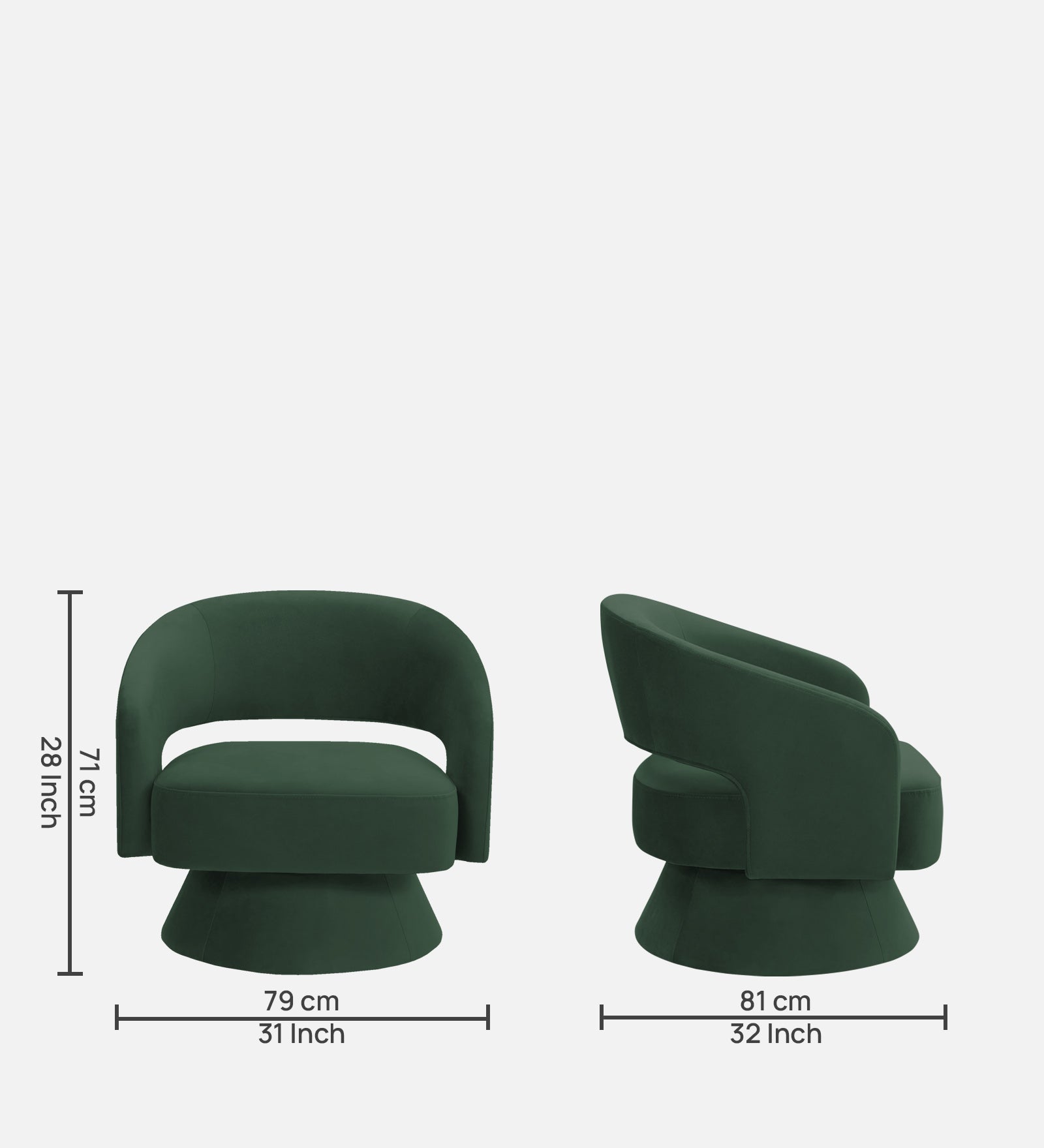 Pendra Velvet Swivel Chair In Amazon Green Colour - Febonic Living