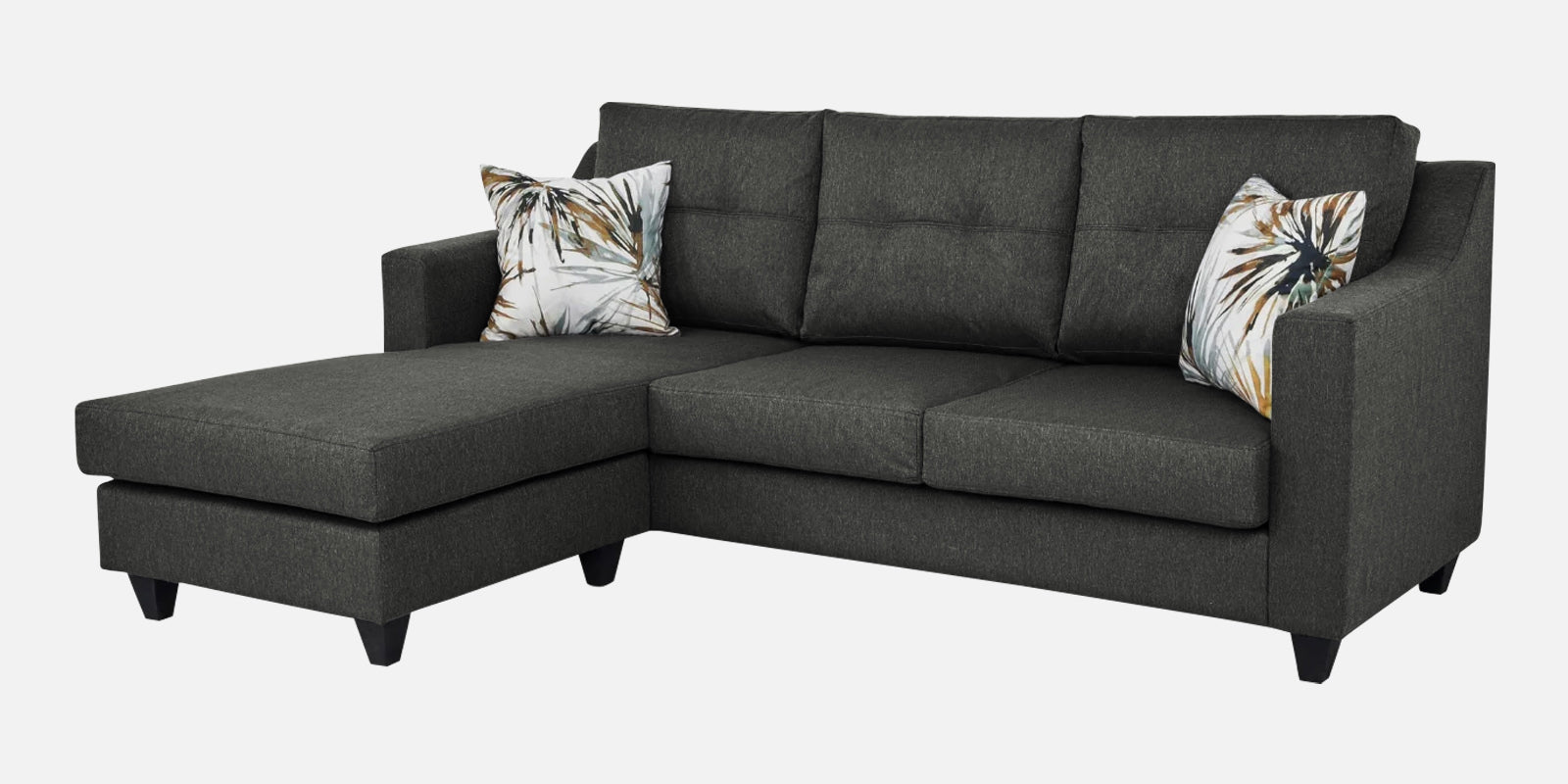 Welly Fabric RHS Sectional Sofa (2+Lounger) In Charcoal Grey Colour - Febonic Living