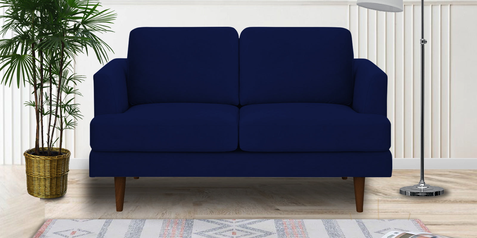 Motra Velvet 2 Seater Sofa In Indigo blue Colour - Febonic Living
