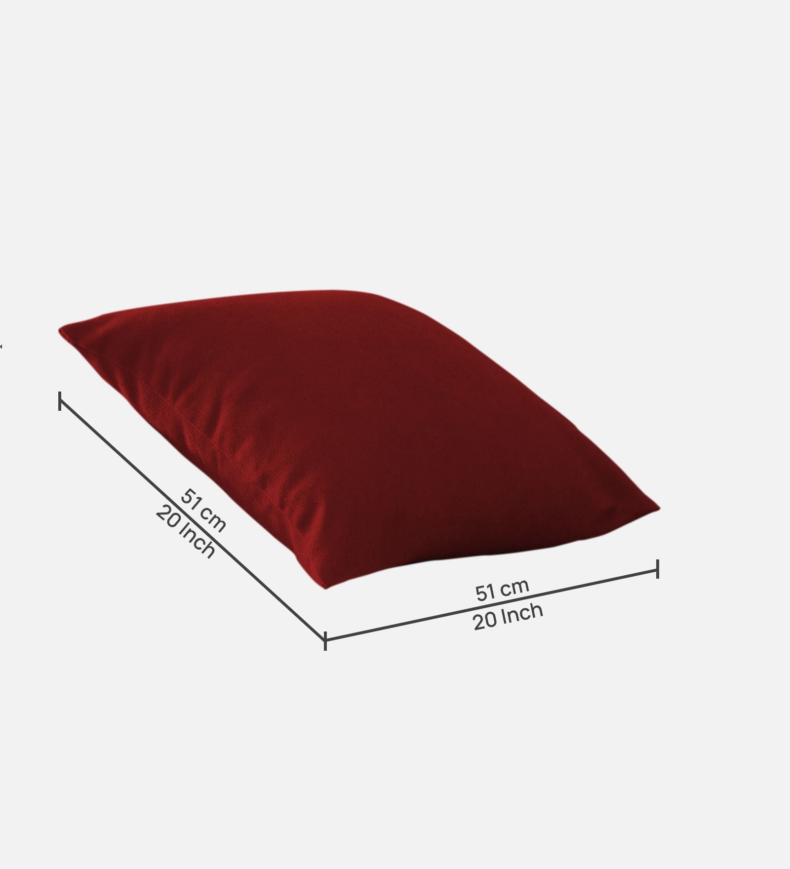 Kaya Fabric (20x20in) Sofa Pillows In Blood Maroon Colour (Pack of 2) - Febonic Living