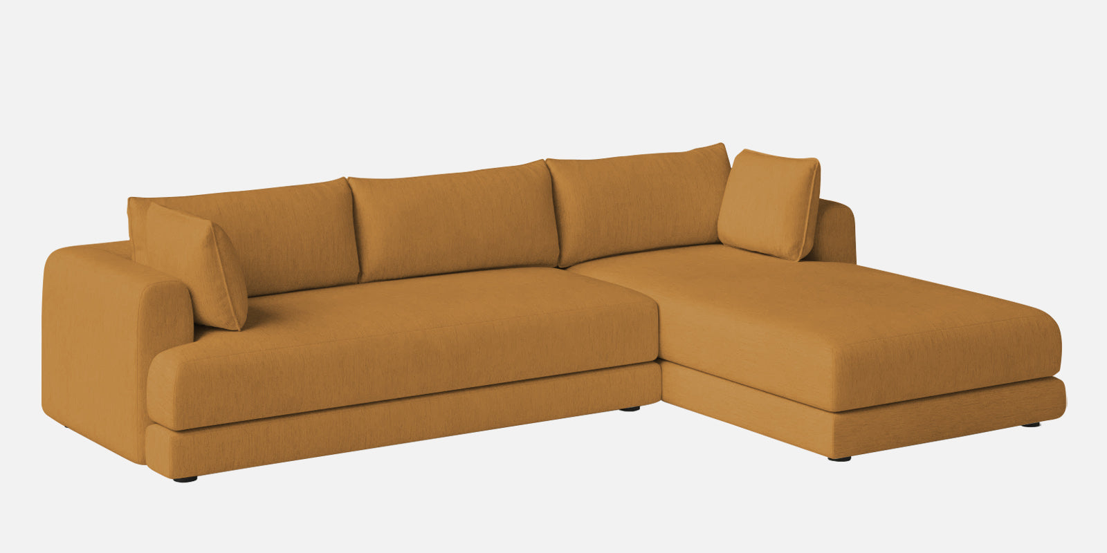 Ziggy Fabric RHS Sectional Sofa (3+Lounger) In Corn Yellow Colour - Febonic Living