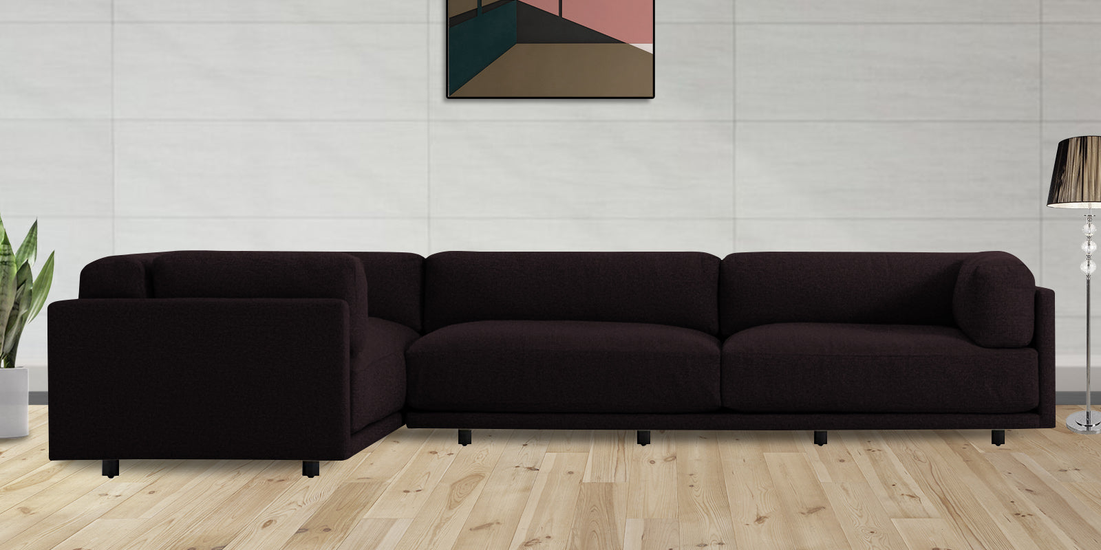 Nixon Fabric 6 Seater RHS Corner Sofa In cara brown Colour - Febonic Living