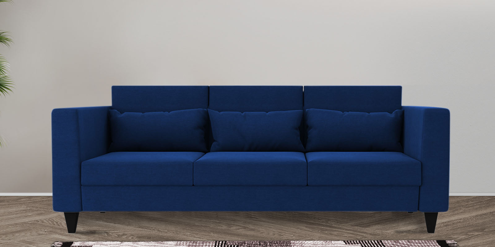 Nipul Fabric 3 Seater Sofa In Royal Blue Colour - Febonic Living