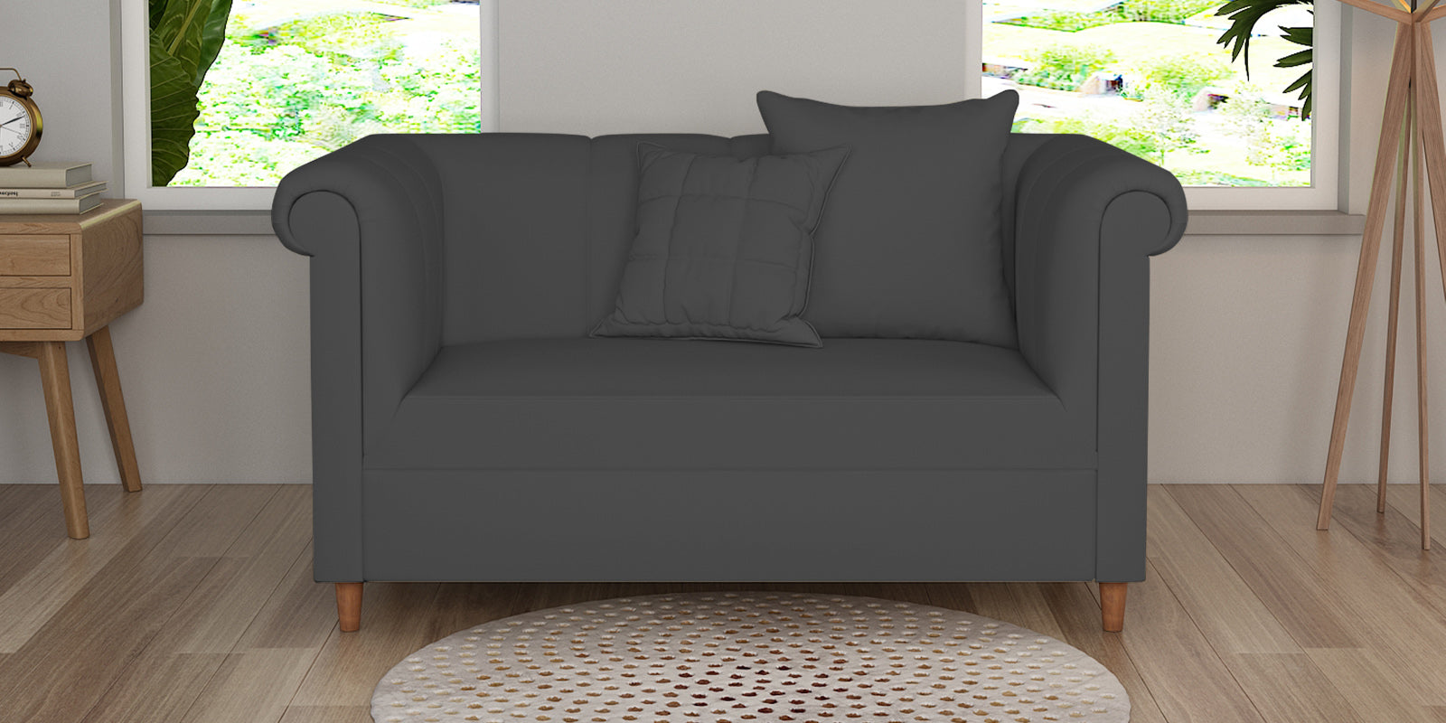 Rubi Velvet 2 Seater Sofa In Davy grey Colour - Febonic Living
