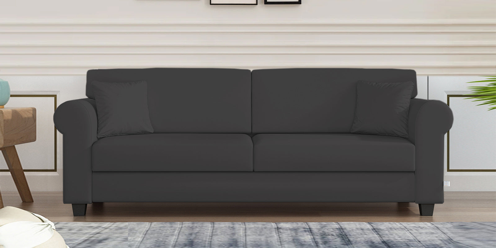 Numonk Velvet 3 Seater Sofa In Davy grey Colour - Febonic Living