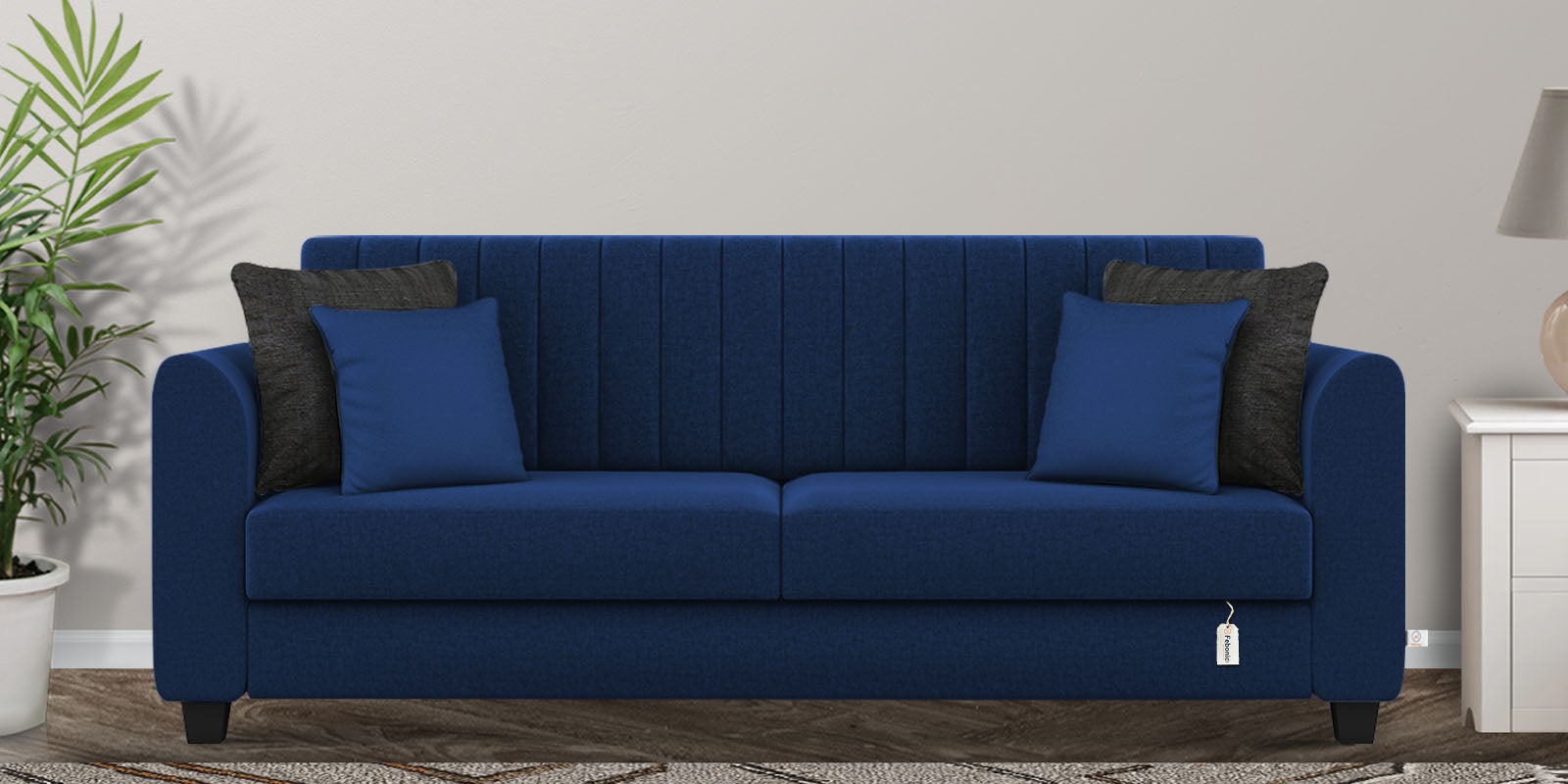 Cosmic Fabric 3 Seater Sofa In Royal Blue Colour - Febonic Living