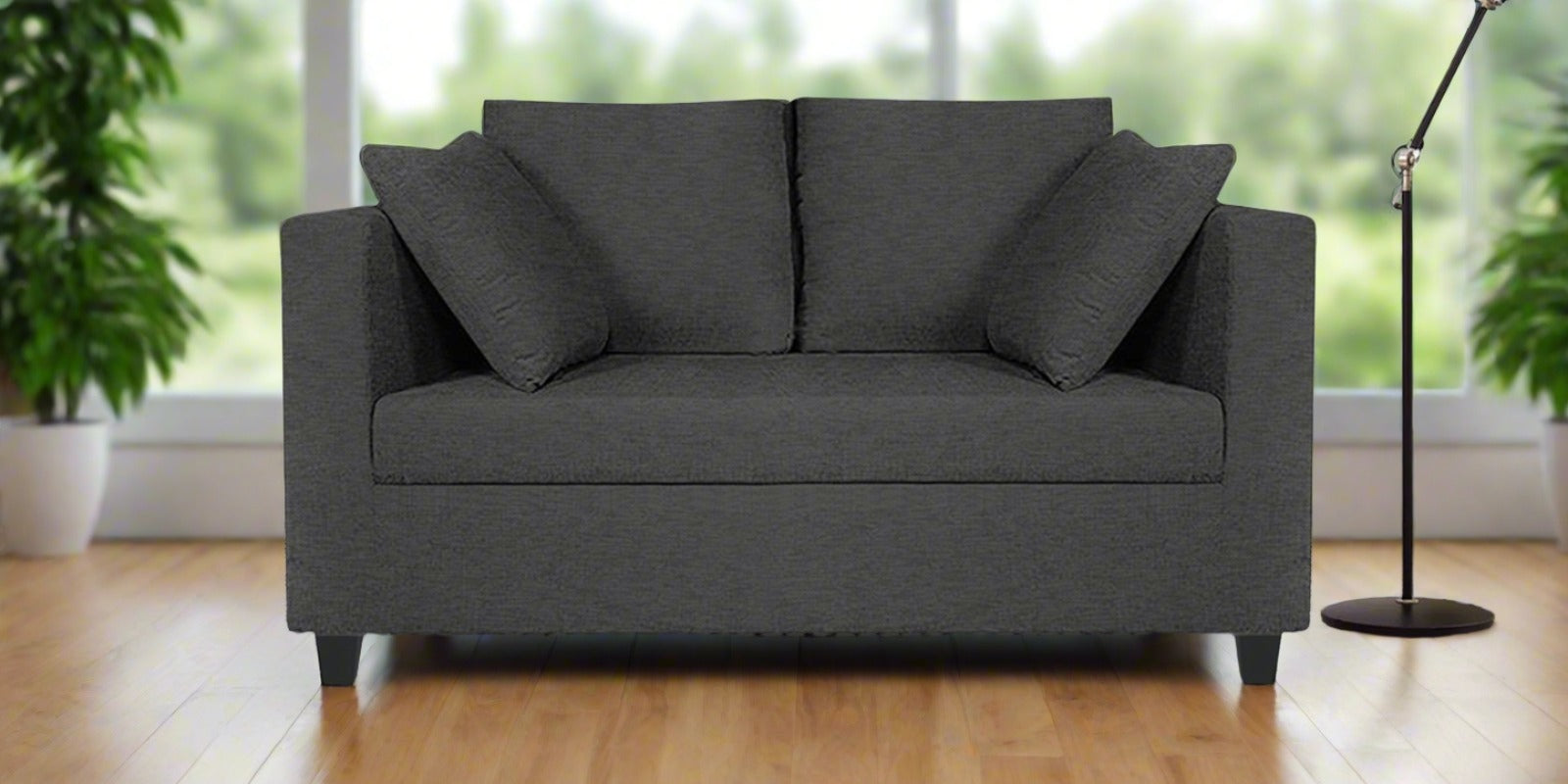 Nuska Fabric 2 Seater Sofa In Charcoal Grey Colour - Febonic Living