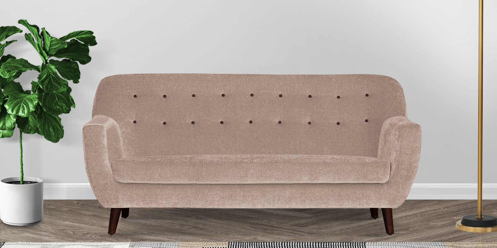 German Fabric 3 Seater Sofa In Kadhi Beige Colour - Febonic Living