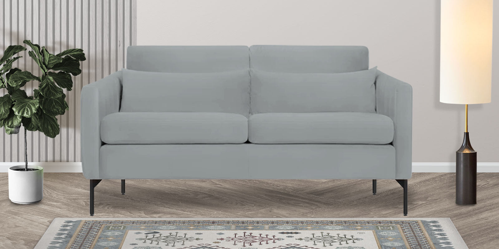 Haru Velvet 2 Seater Sofa In Pearl grey Colour - Febonic Living