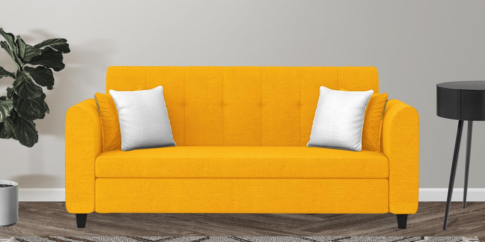 Denmark Fabric 3 Seater Sofa In Bold Yellow Colour - Febonic Living