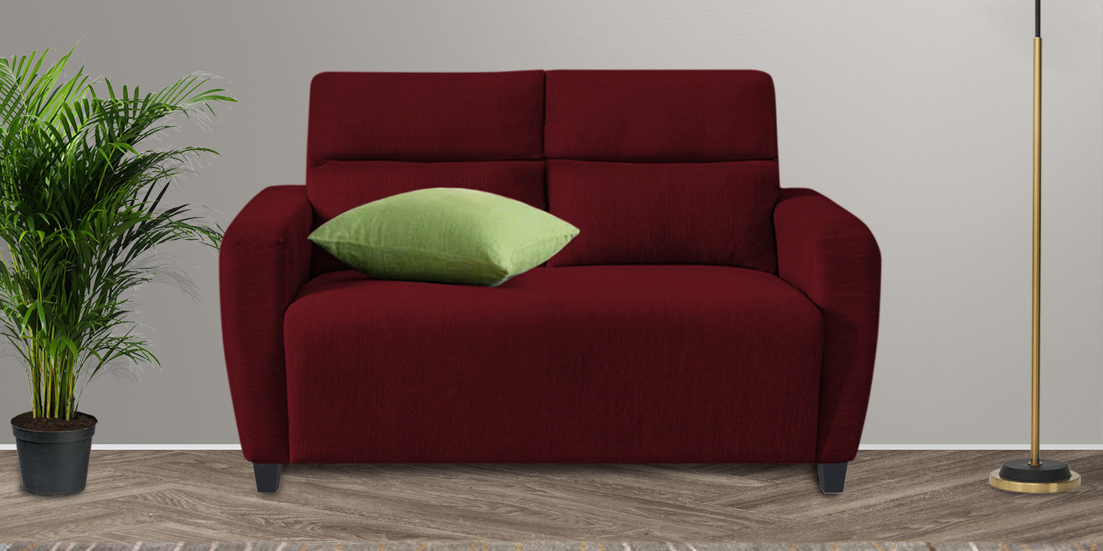 Bakadi Fabric 2 Seater Sofa In Ruby Red Colour - Febonic Living