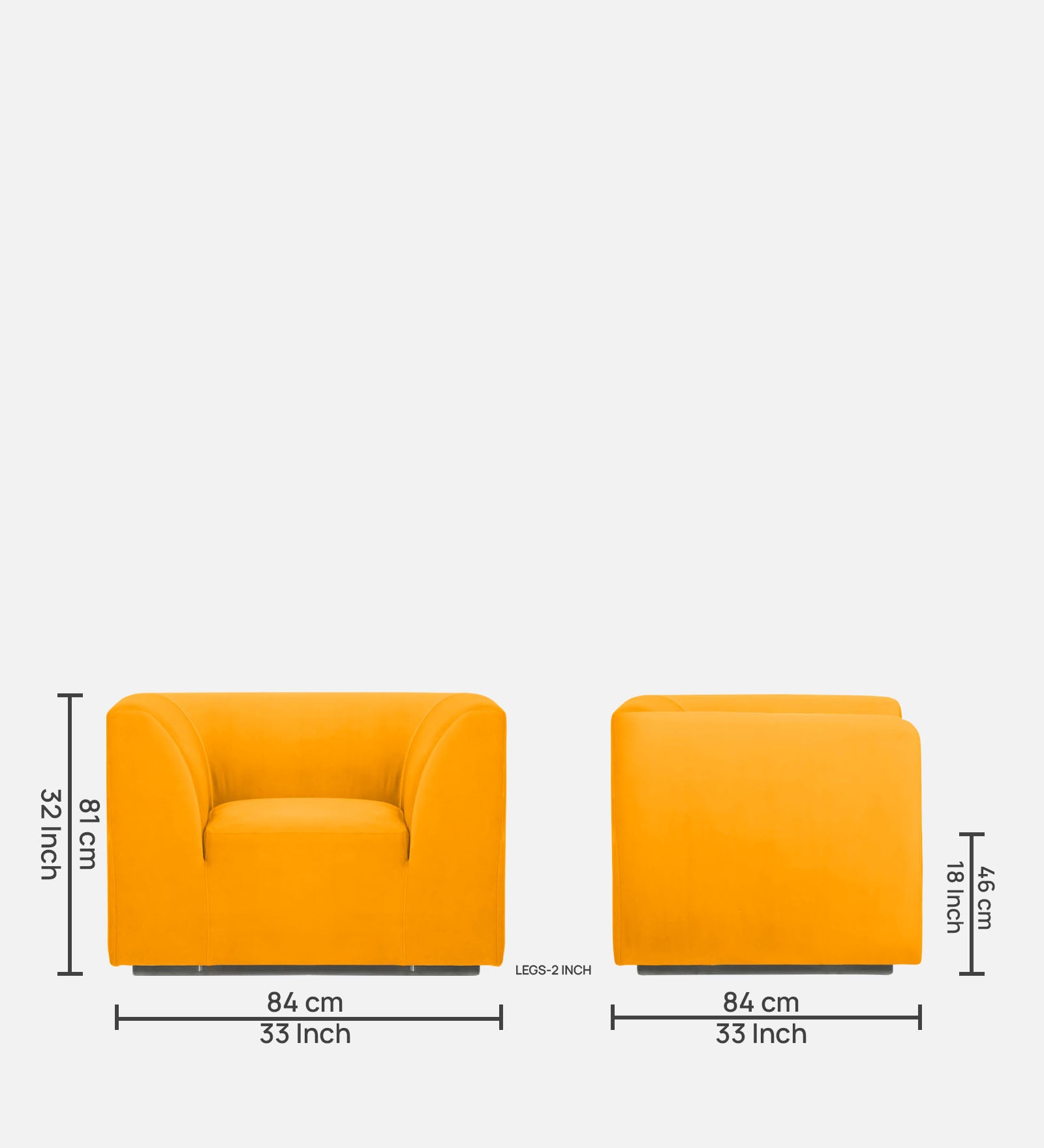 Bufa Velvet 1 Seater Sofa In Saffron Yellow Colour - Febonic Living
