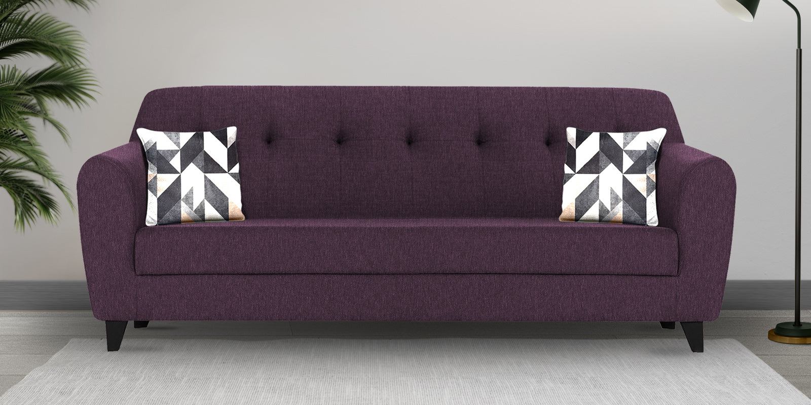 Melaan Fabric 3 Seater Sofa In Greek Purple Colour - Febonic Living