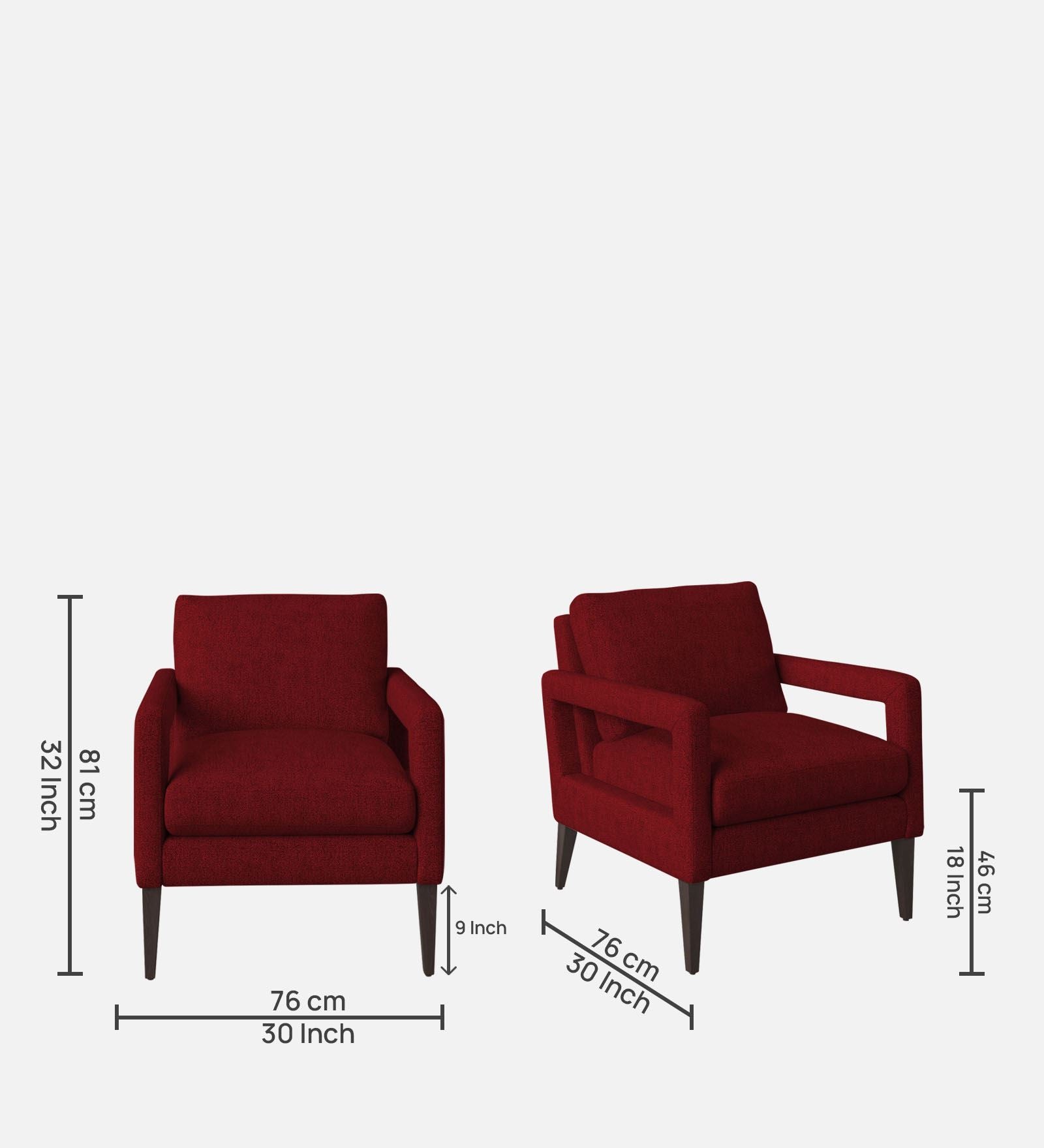 Olsen Fabric Arm Chair In Blood Maroon Colour - Febonic Living