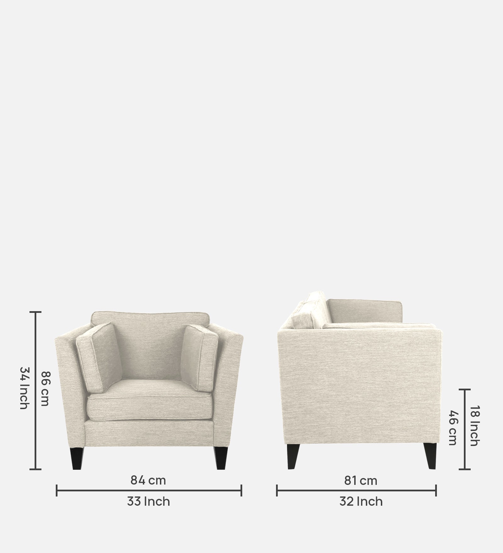 Nigar Fabric 1 Seater Sofa In  Ivory Beige Colour - Febonic Living