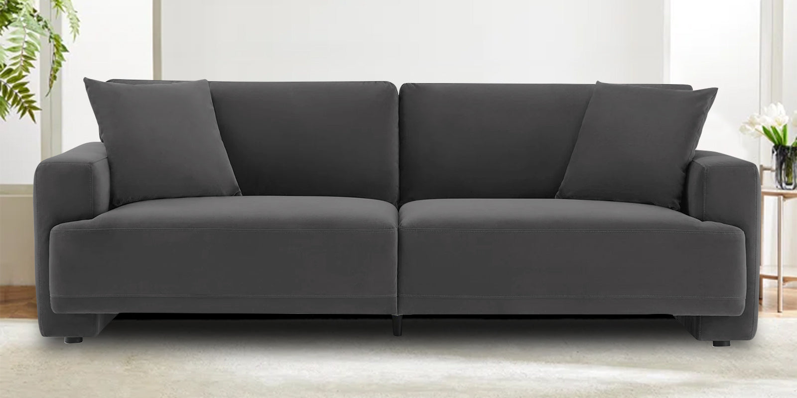 Kosta Velvet 3 Seater Sofa In Davy Grey Colour - Febonic Living