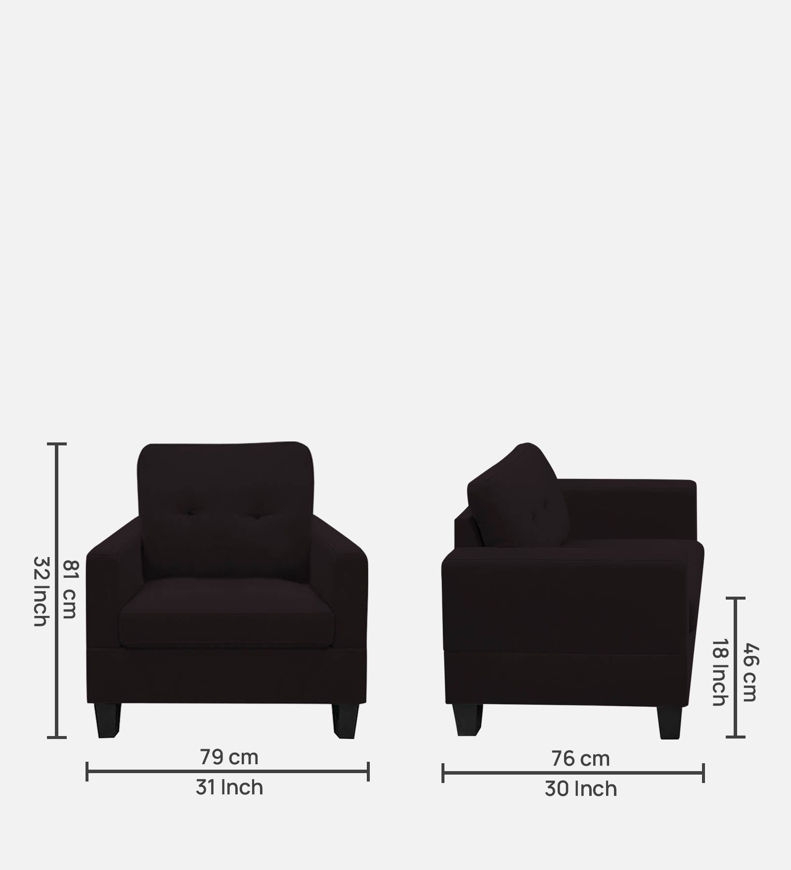 Thomas Fabric 1 Seater Sofa In Cara Brown Colour - Febonic Living