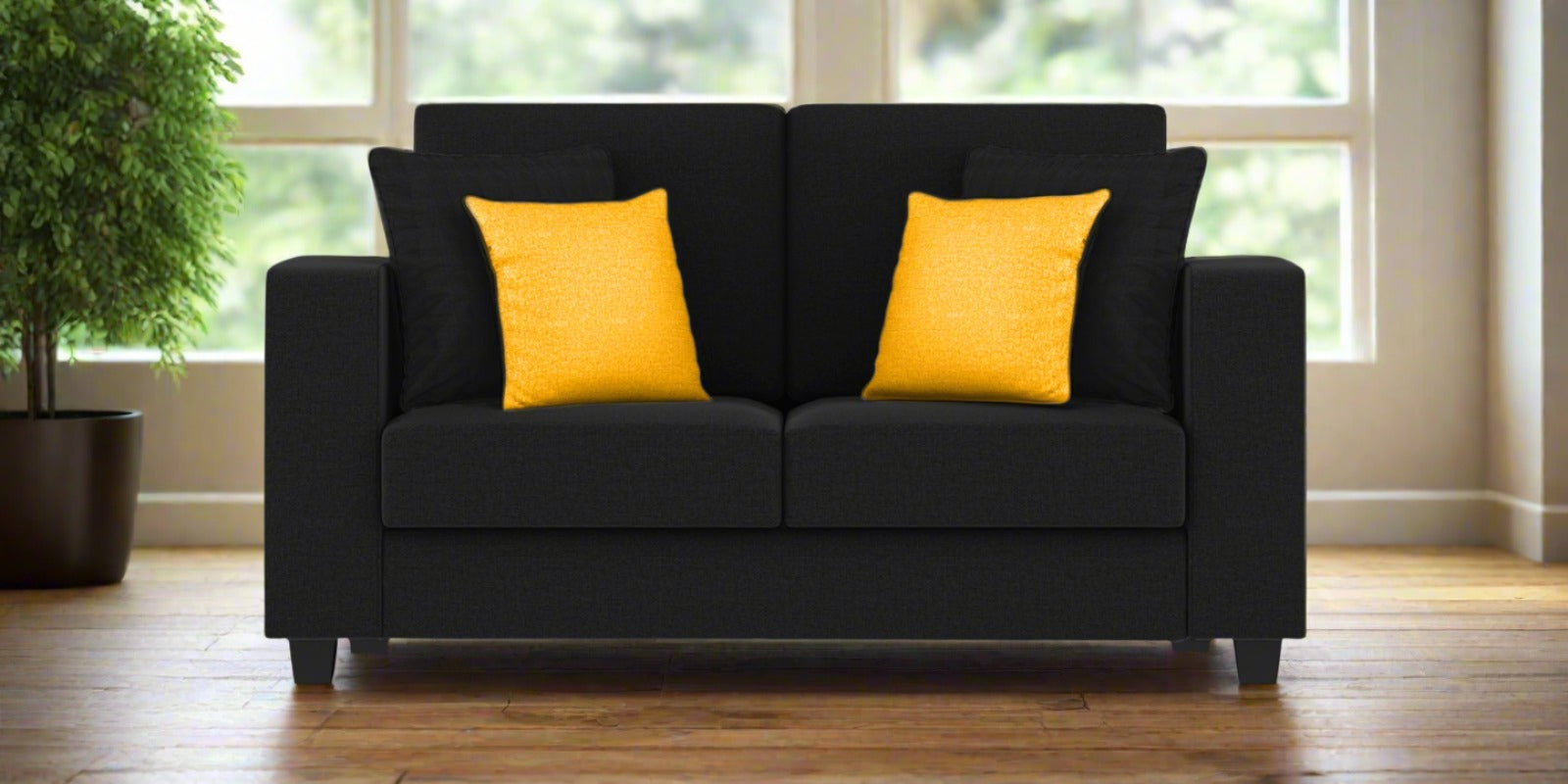 Nabi Fabric 2 Seater Sofa In Zed Black Colour