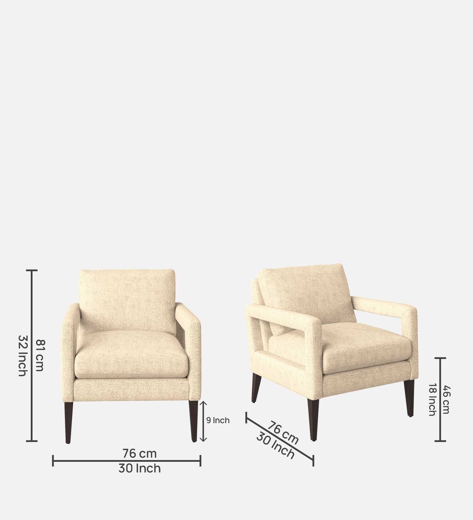 Olsen Fabric Arm Chair In Ivory Cream Colour - Febonic Living